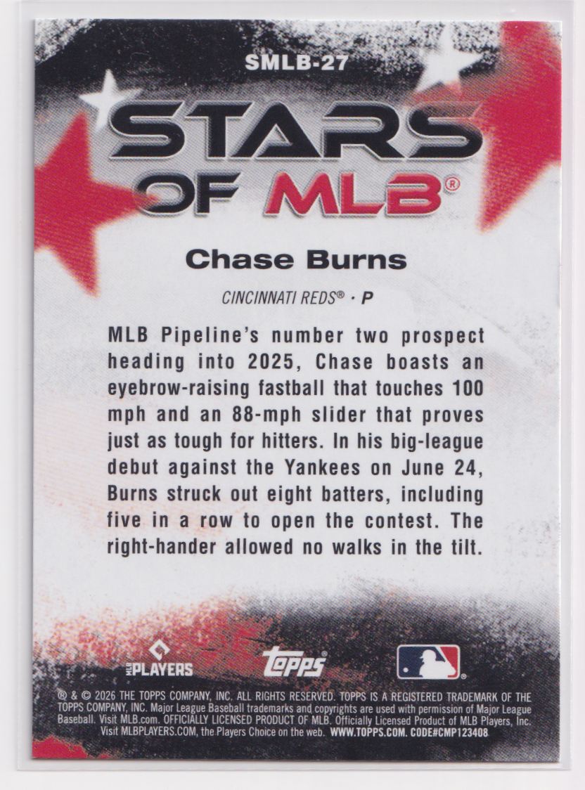 2026 Topps Stars of MLB SMLB-27 Chase Burns