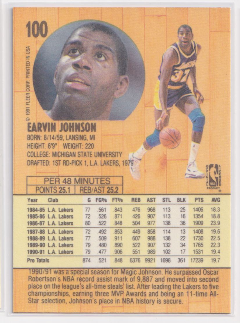 1991 Fleer 100 Earvin Johnson