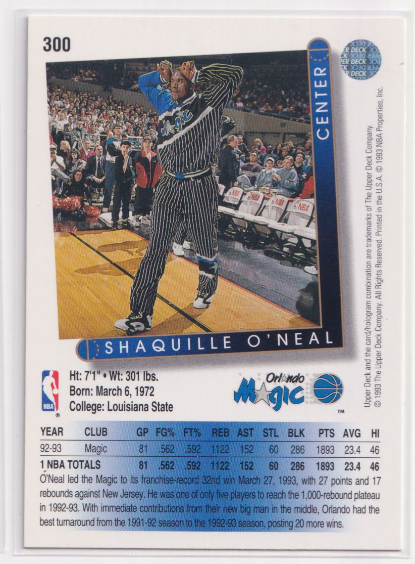 1993 Upper Deck 300 Shaquille O'Neal