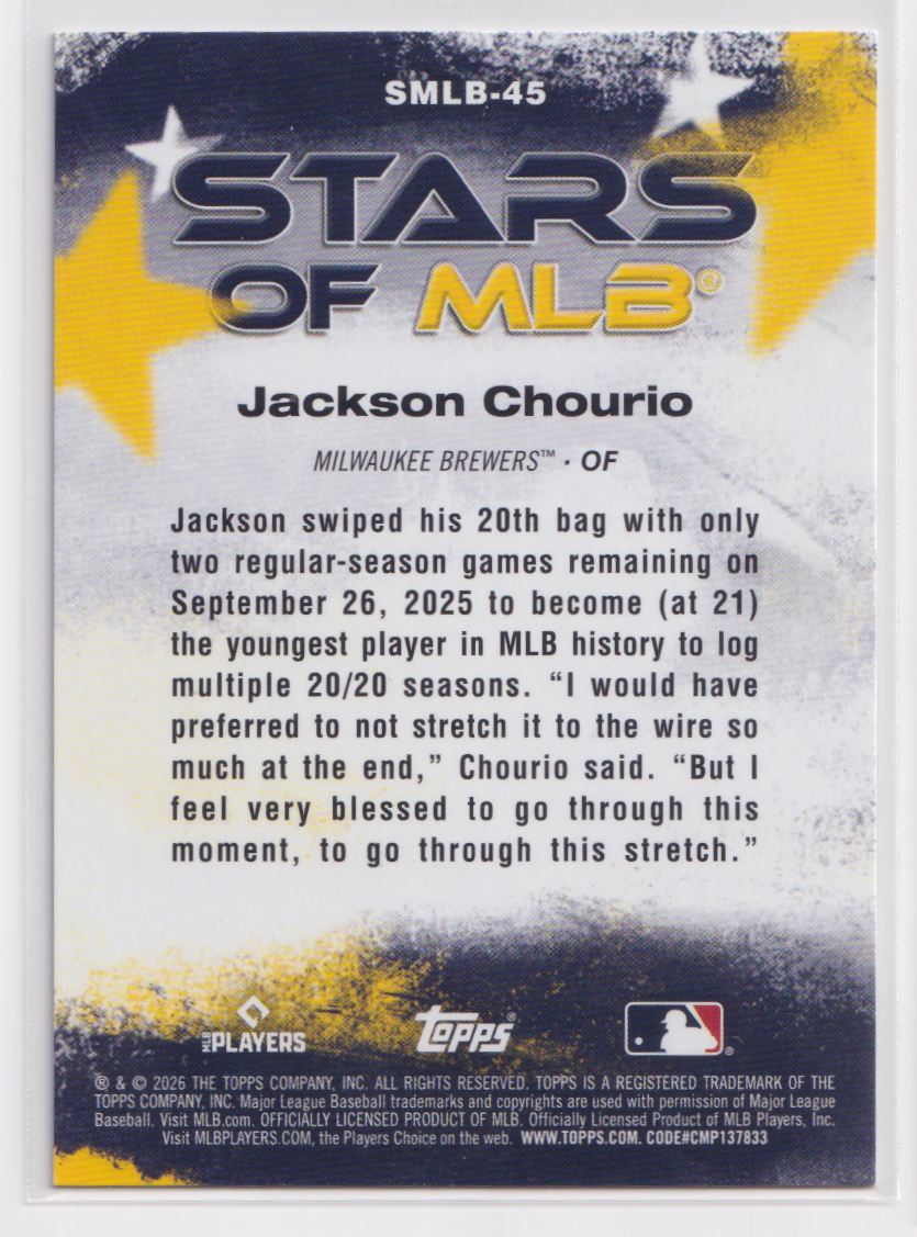2026 Topps Stars of MLB SMLB-45 Jackson Chourio