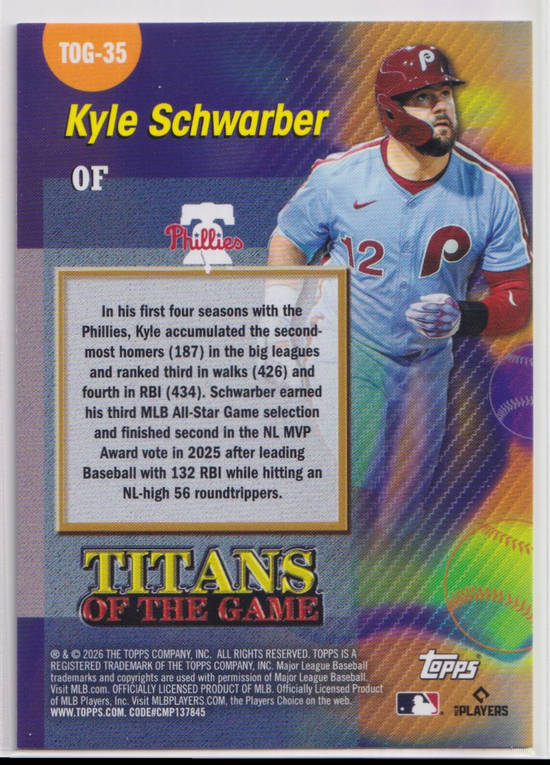 2026 Topps Titans of the Game TOG-35 Kyle Schwarber
