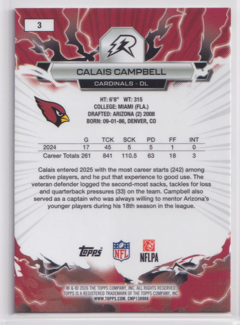 2025 Topps Resurgence 3 Calais Campbell