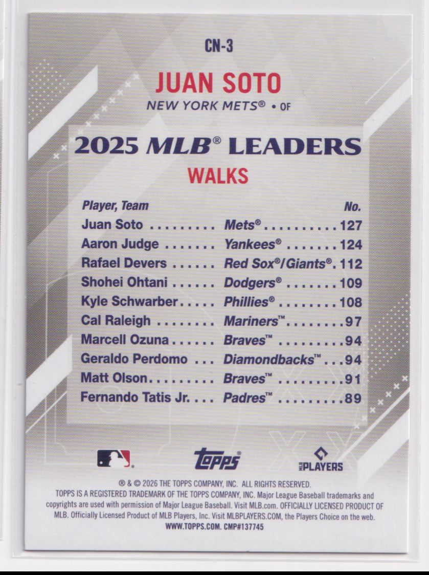 2026 Topps Crooked Numbers CN-3 Juan Soto