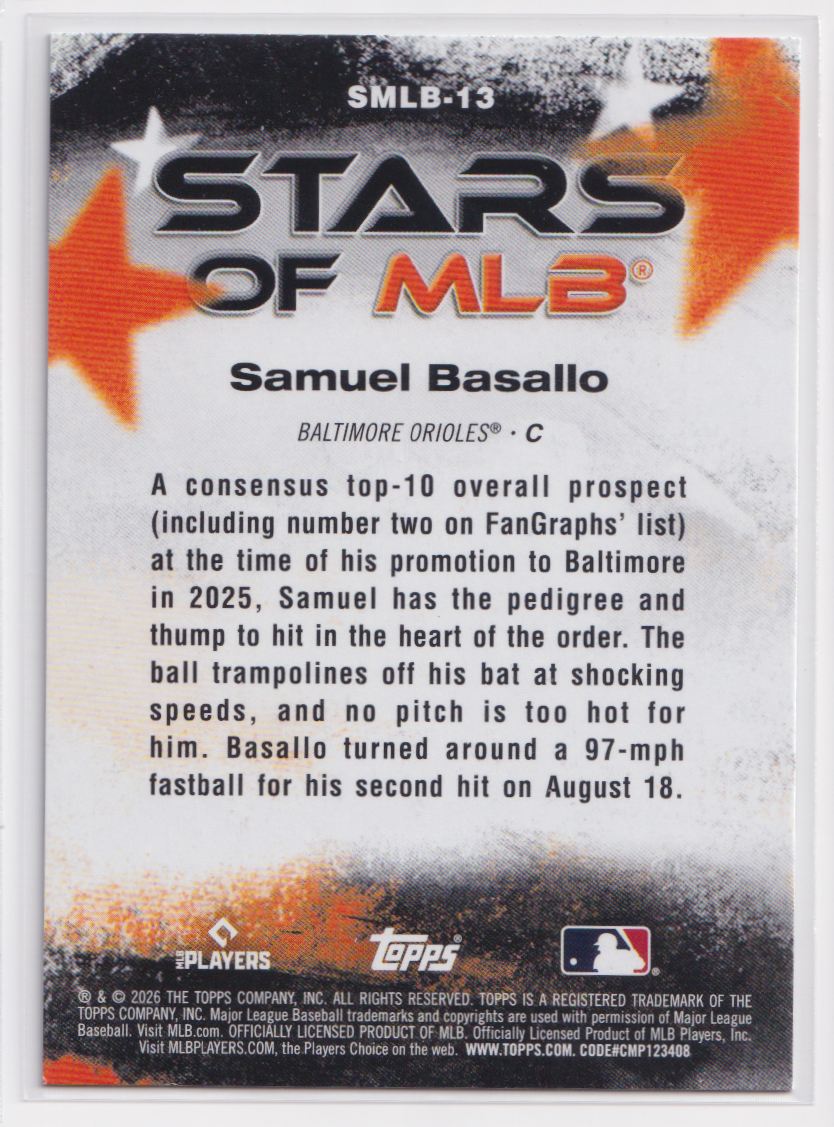 2026 Topps Stars of MLB SMLB-13 Samuel Basallo