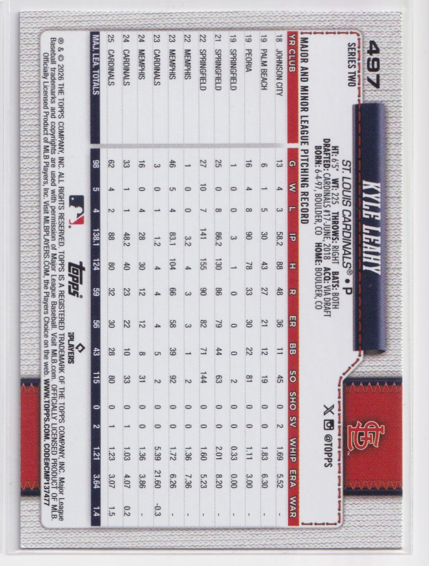 2026 Topps Diamante Foil 497 Kyle Leahy