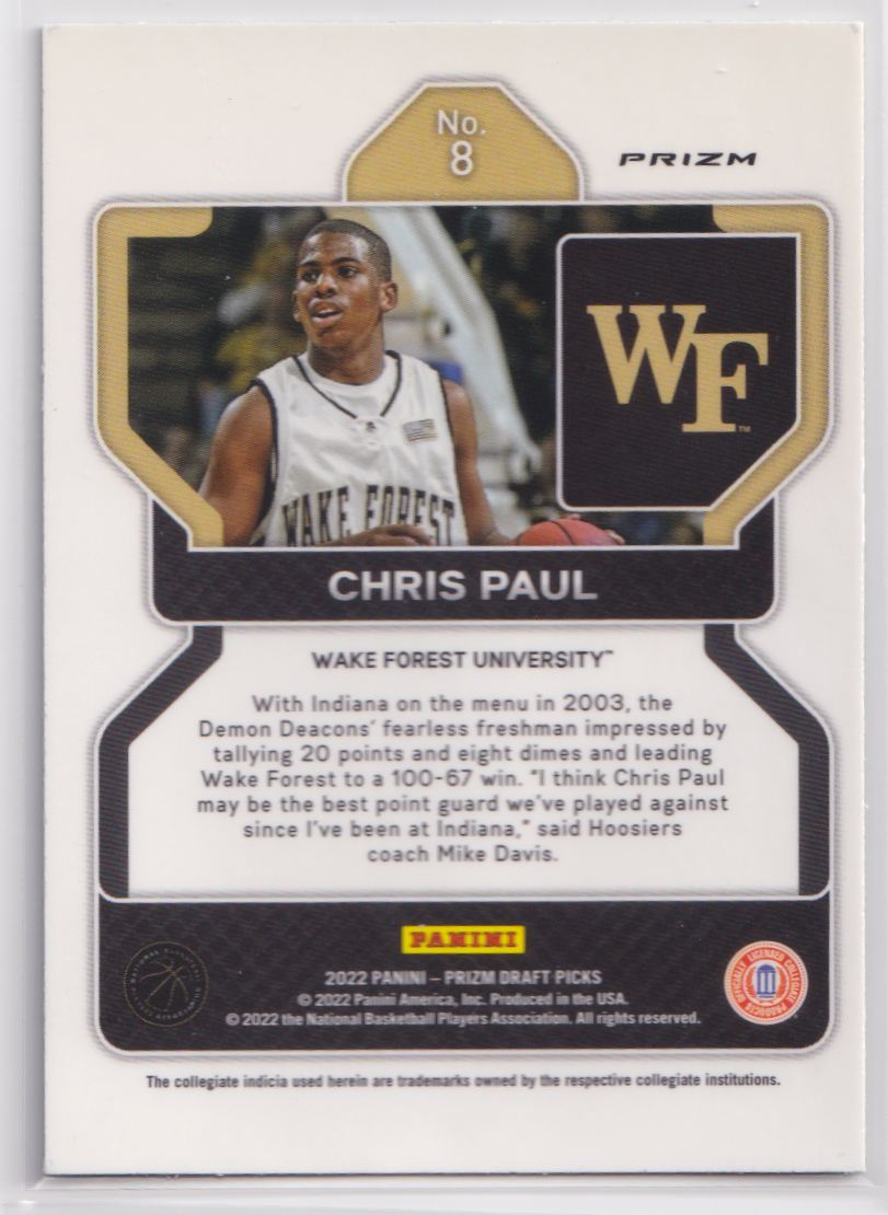 2022 Panini Prizm Draft Picks Blue 8 Chris Paul