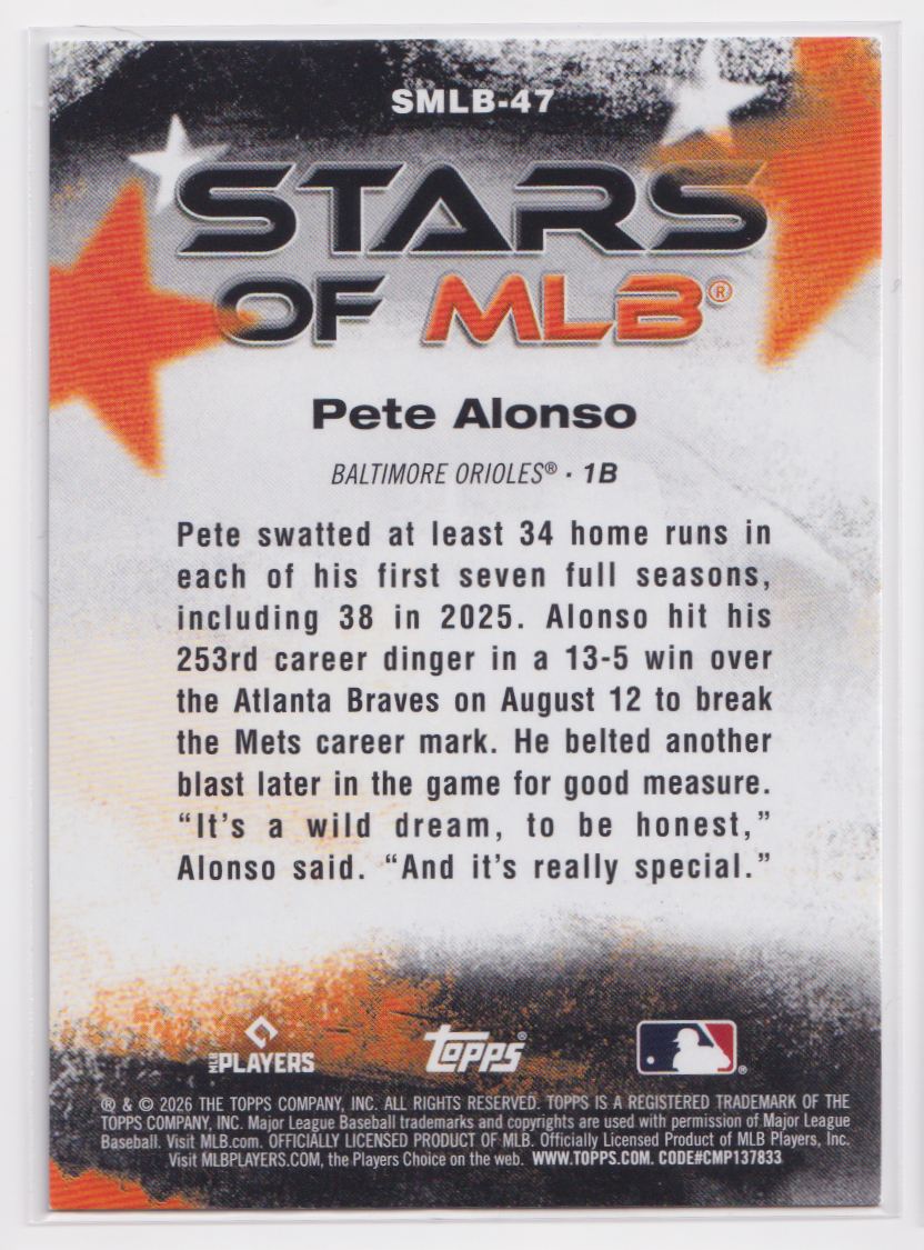 2026 Topps Stars of MLB SMLB-47 Pete Alonso