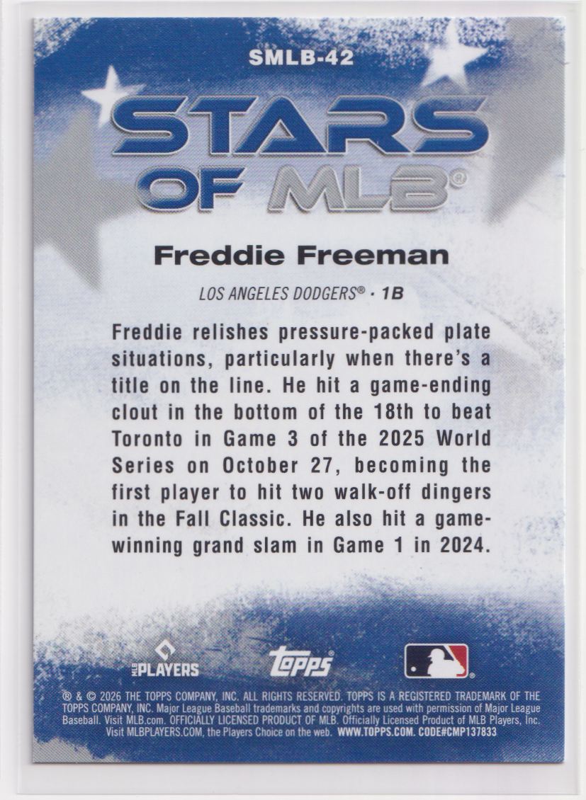 2026 Topps Stars of MLB SMLB-42 Freddie Freeman