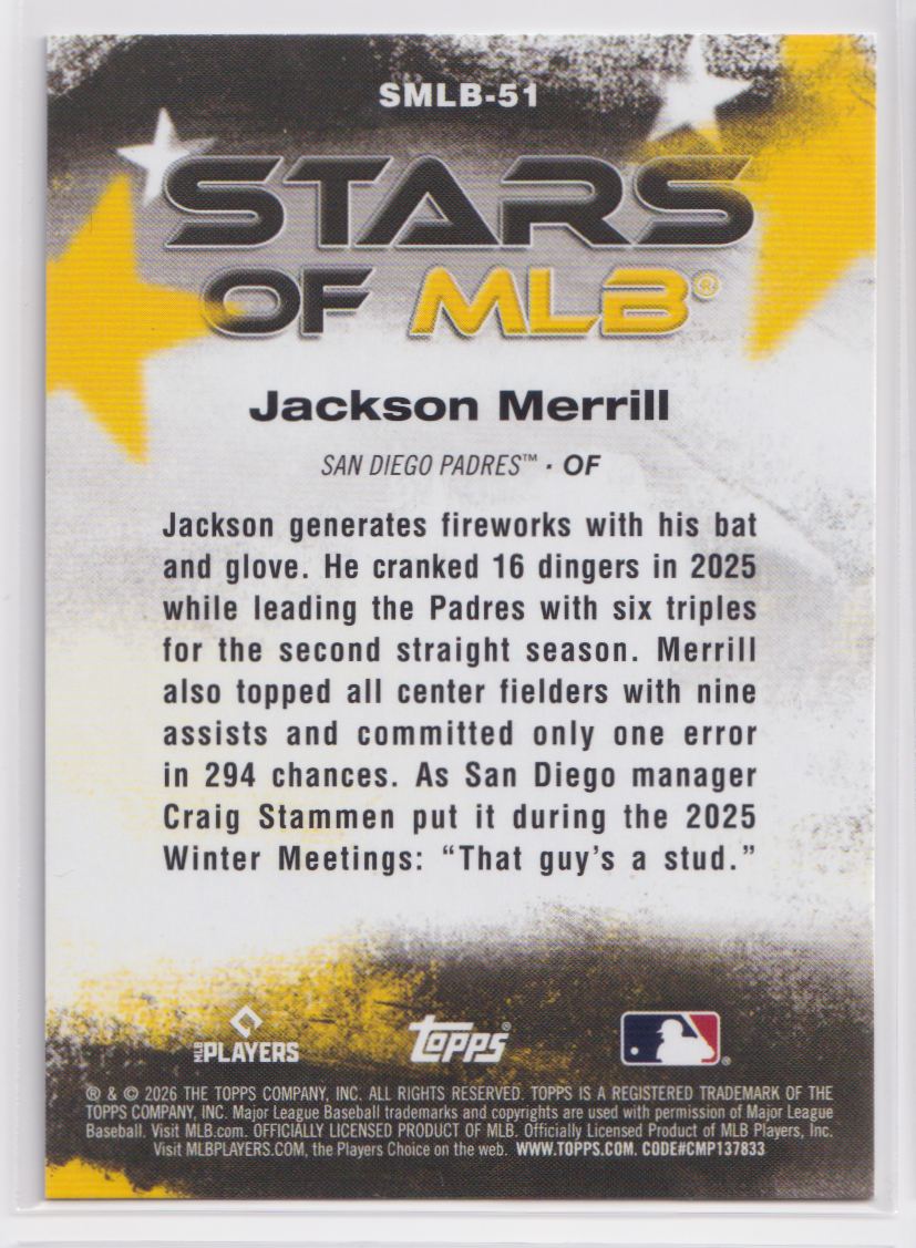 2026 Topps Stars of MLB SMLB-51 Jackson Merrill