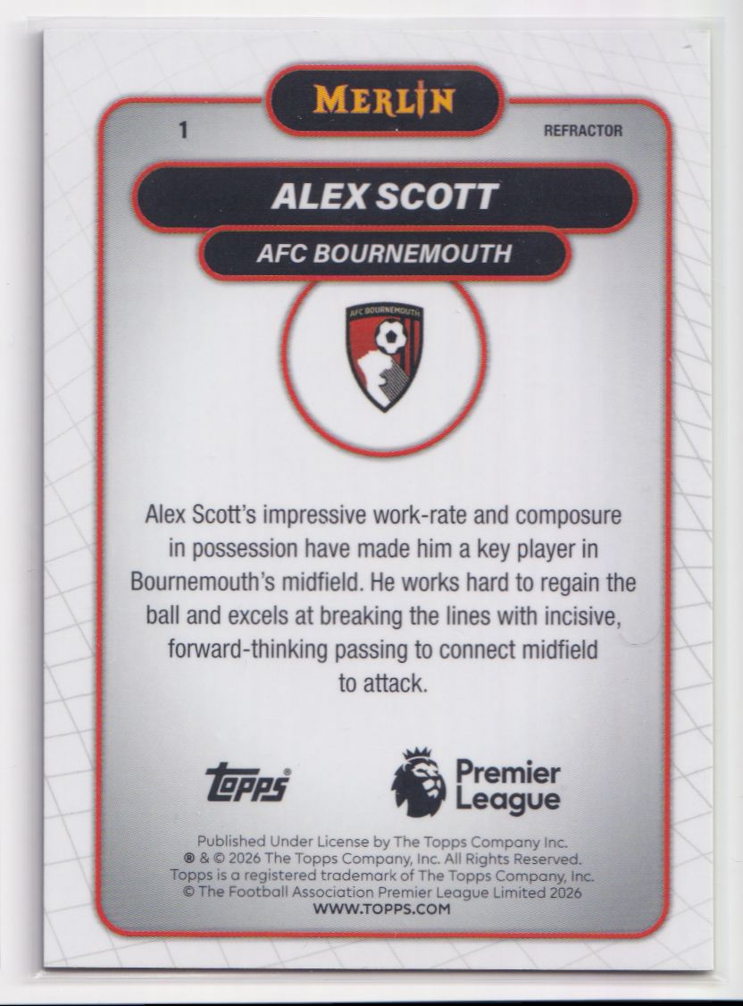 2026 Topps Chrome Premier League Refractor 1 Alex Scott