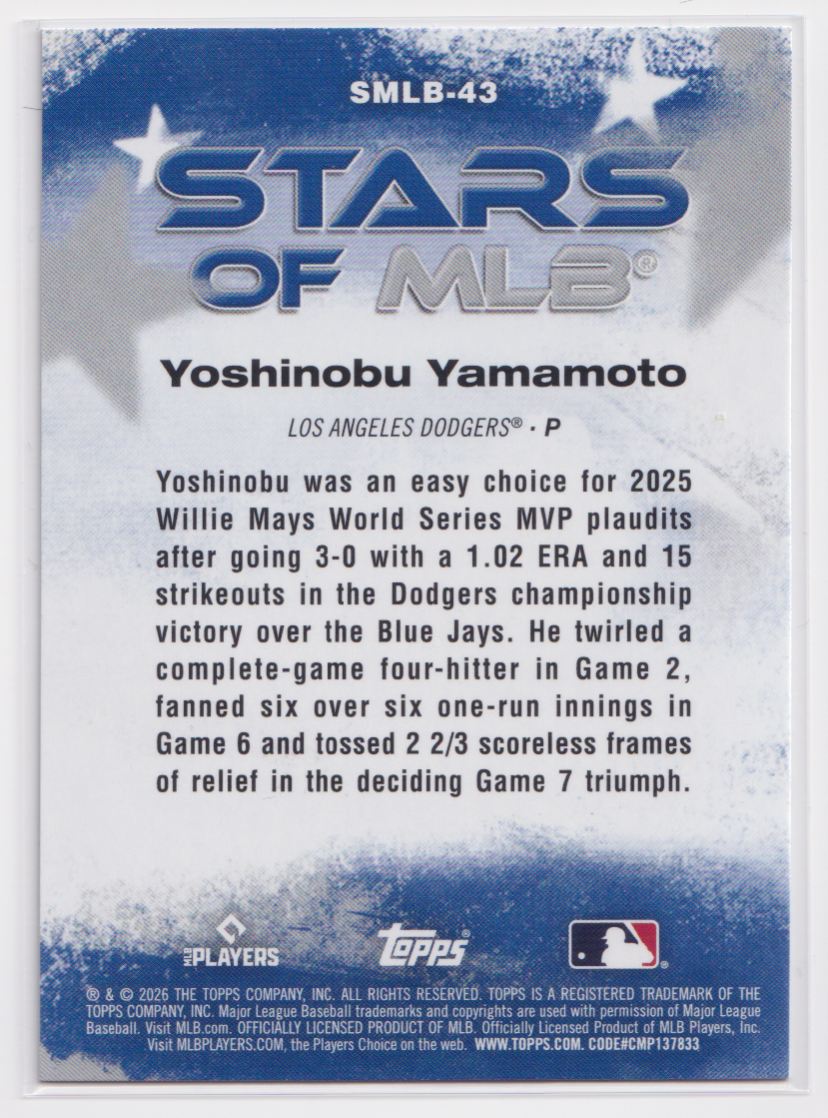 2026 Topps Stars of MLB SMLB-43 Yoshinobu Yamamoto