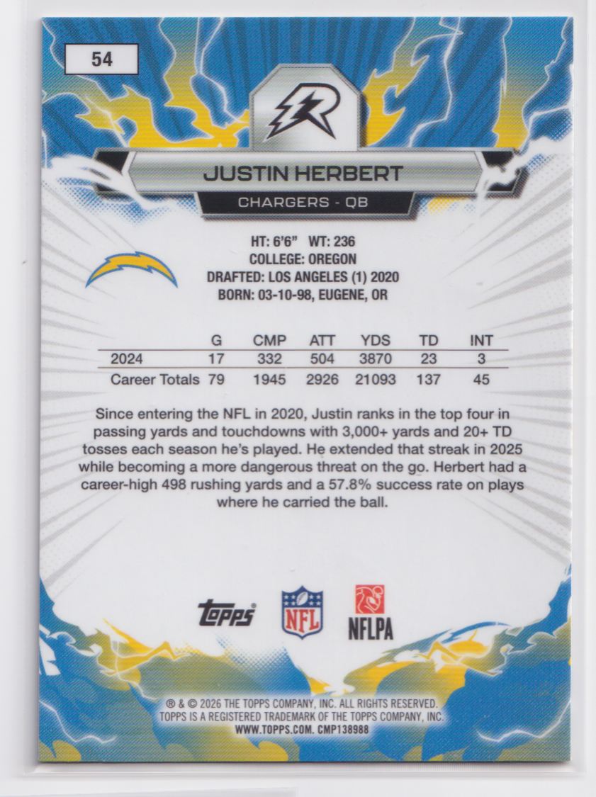 2025 Topps Resurgence 54 Justin Herbert