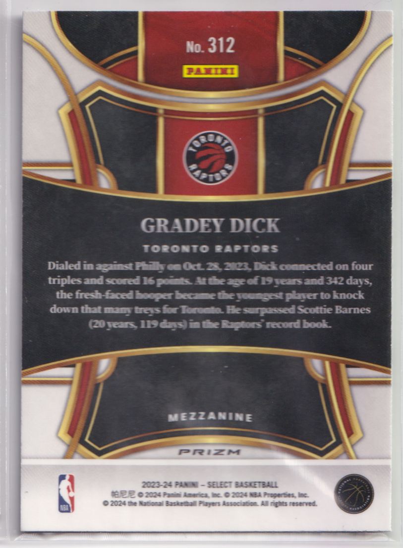 2023 Panini Select 312 Gradey Dick