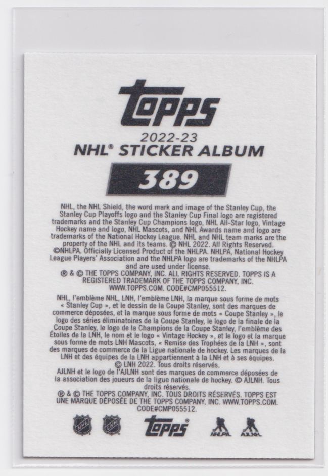 2022 Topps NHL Chrome Sticker Collection 389 Bryan Rust