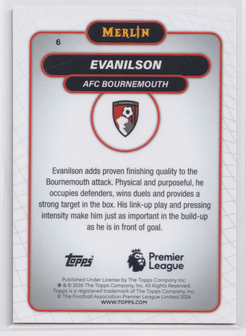 2026 Topps Chrome Premier League 6 Evanilson