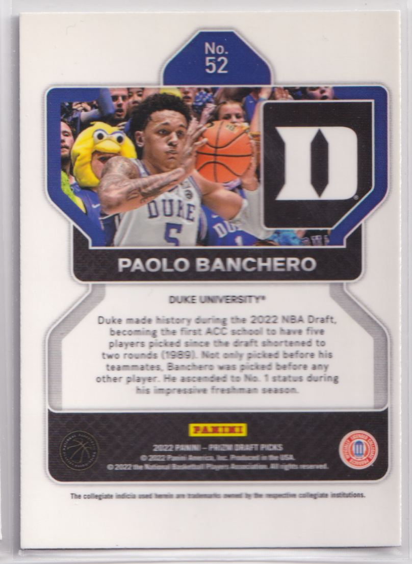 2022 Panini Prizm Draft Picks Blue 52 Paolo Banchero