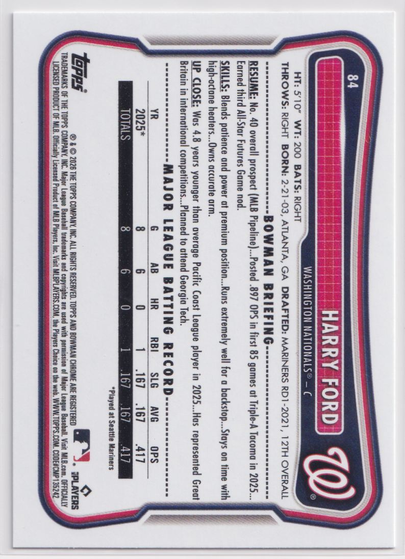 2026 Bowman 84 Harry Ford