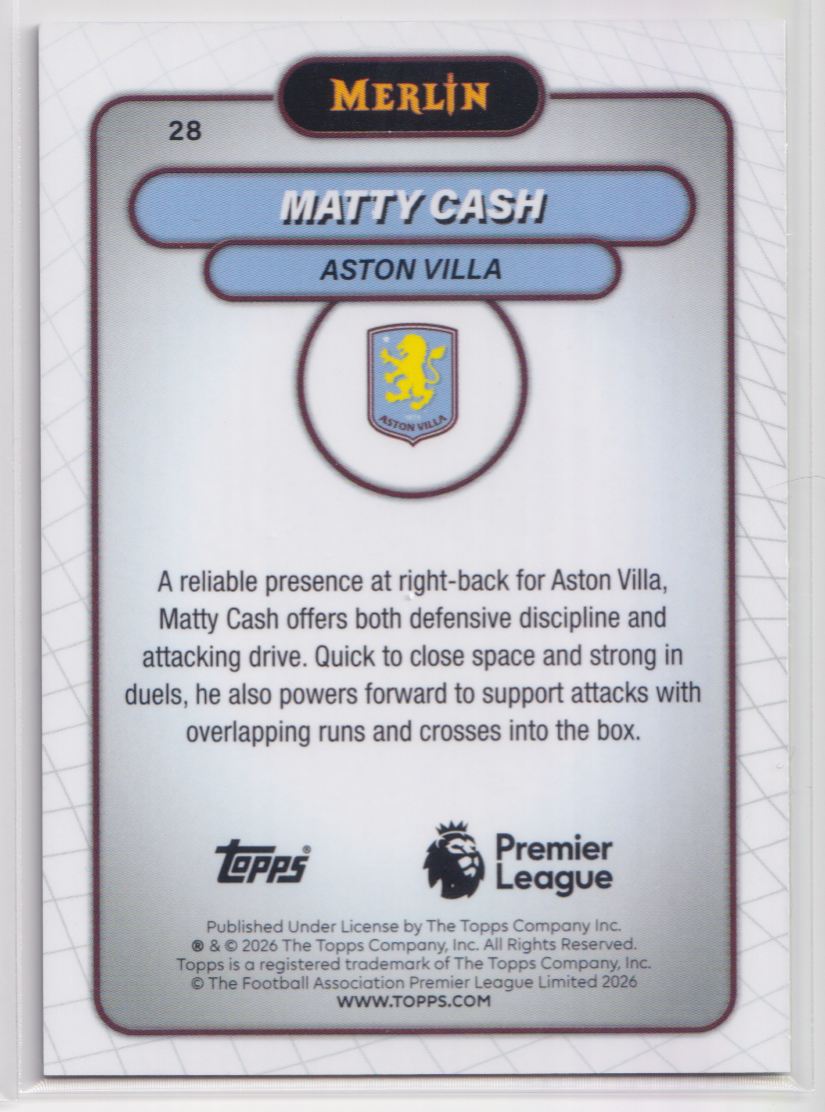2026 Topps Chrome Premier League 28 Matty Cash
