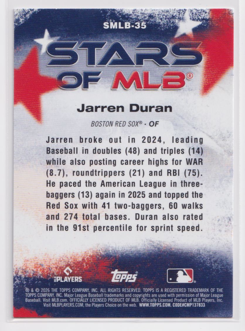 2026 Topps Stars of MLB SMLB-35 Jarren Duran