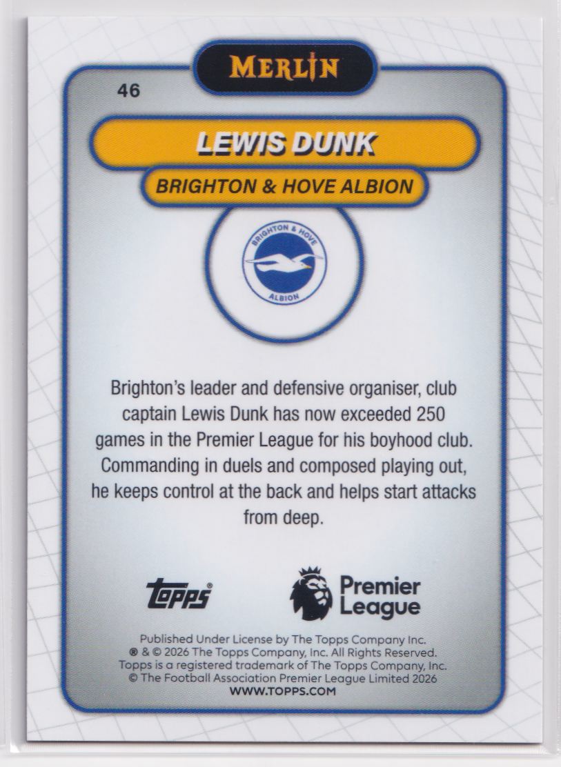2026 Topps Chrome Premier League 46 Lewis Dunk