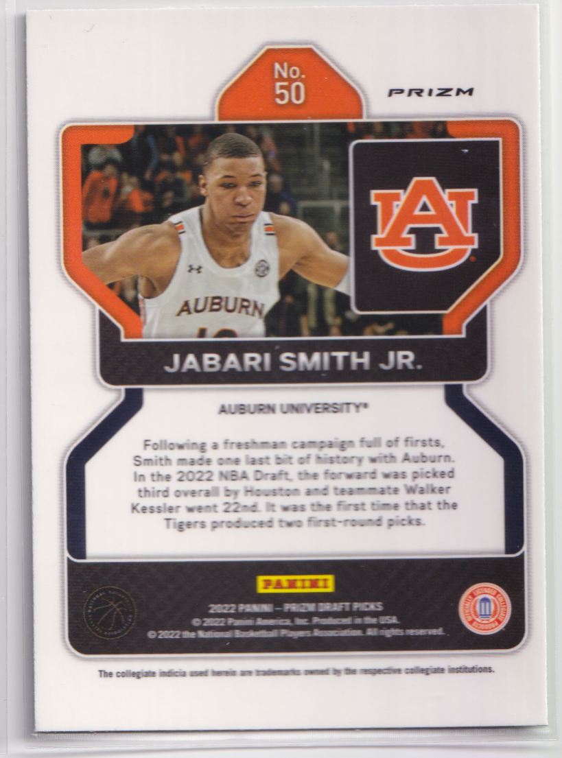 2022 Panini Prizm Rookie Signatures Blue Wave 50 Jabari Smith Jr.