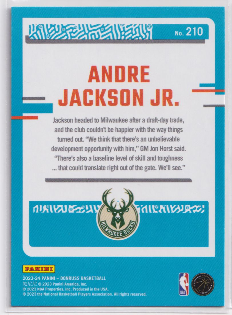 2023 Donruss Green Laser Holo 210 Andre Jackson Jr.
