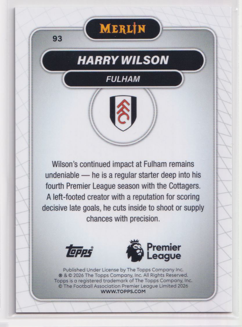 2026 Topps Chrome Premier League 93 Harry Wilson
