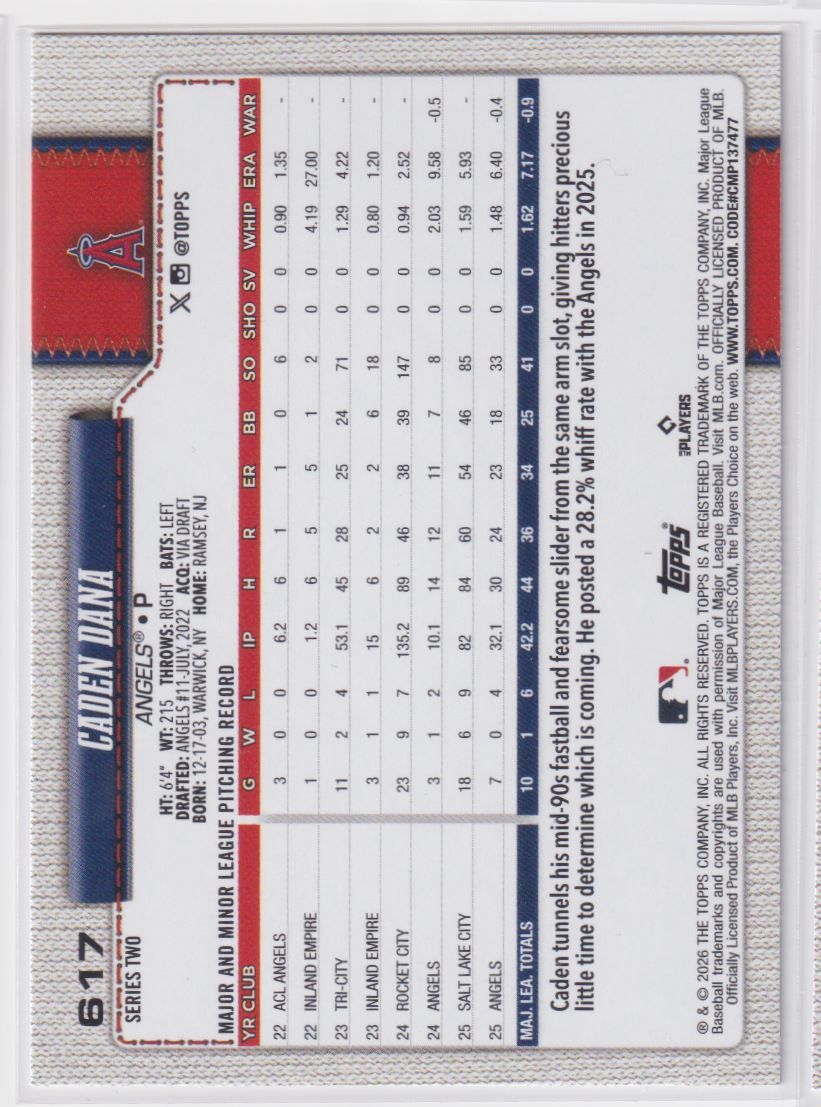 2026 Topps Rainbow Foil 617 Caden Dana
