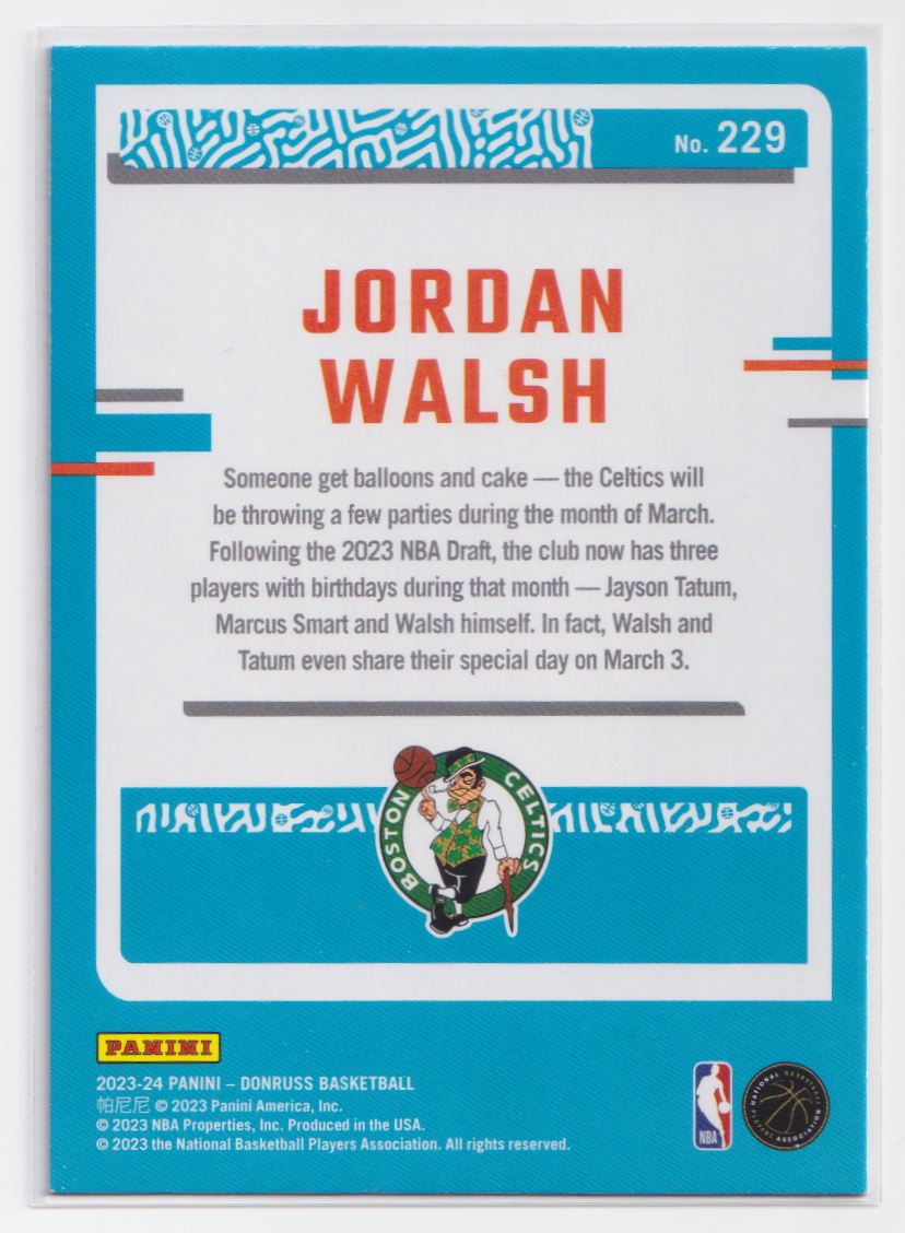 2023 Donruss Green Laser Holo 229 Jordan Walsh