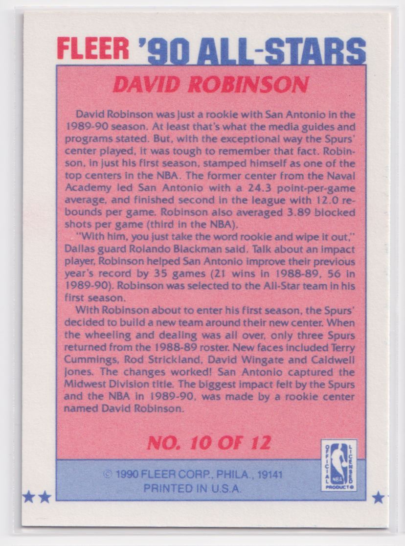 1990 '90 All-Stars Stickers 10 David Robinson
