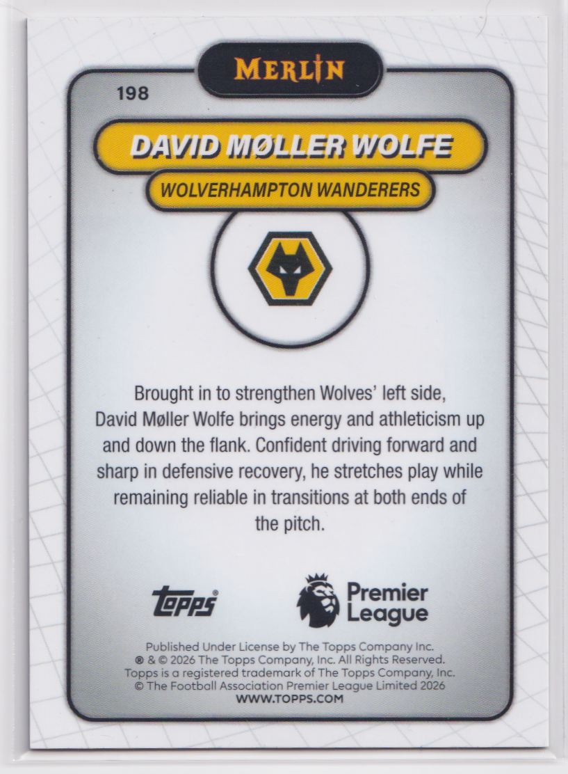 2026 Topps Chrome Premier League VHS Refractor 198 David Moller Wolfe