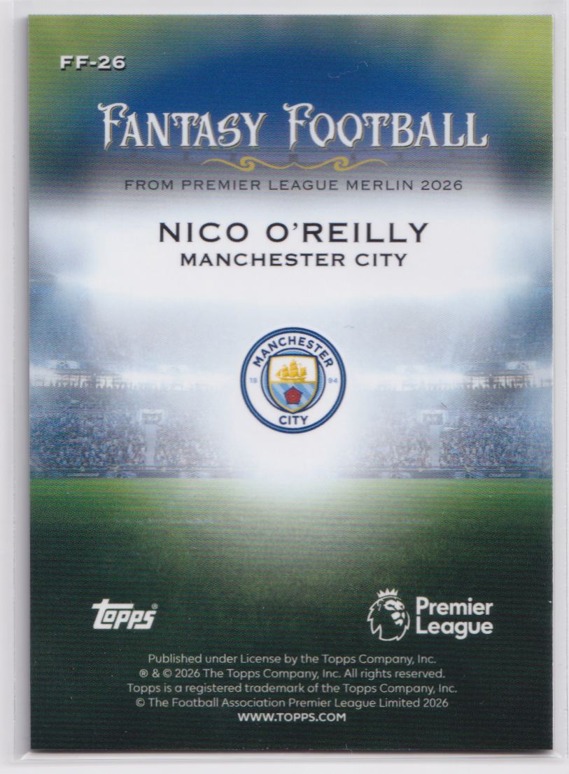 2026 Topps Chrome Premier League Fantasy Football FF-26 Nico O'Reilly