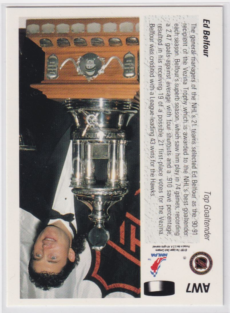 1991 Upper Deck Award Winner Holograms AW7 Ed Belfour