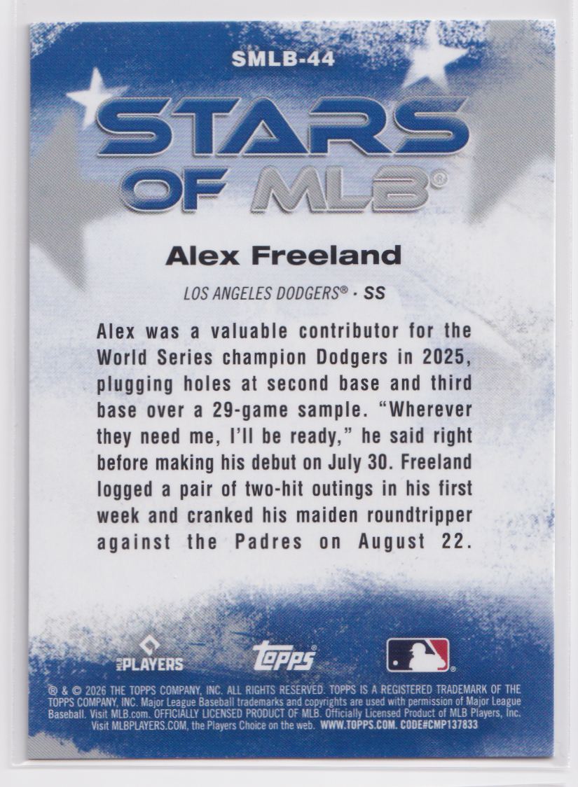 2026 Topps Stars of MLB SMLB-44 Alex Freeland
