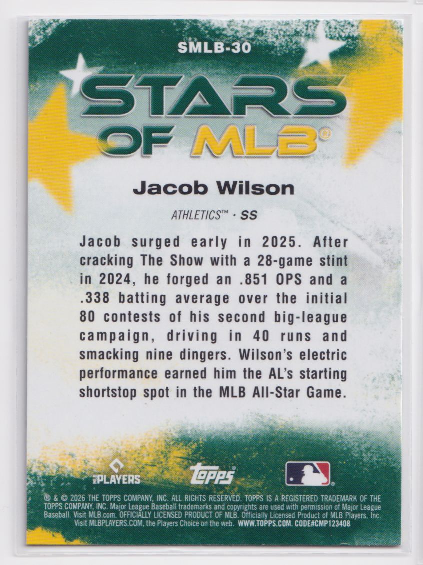 2026 Topps Stars of MLB SMLB-30 Jacob Wilson