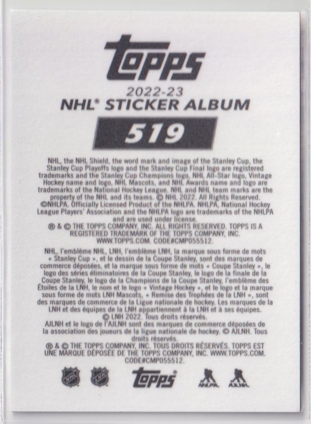 2022 Topps NHL Chrome Sticker Collection 519 John Carlson