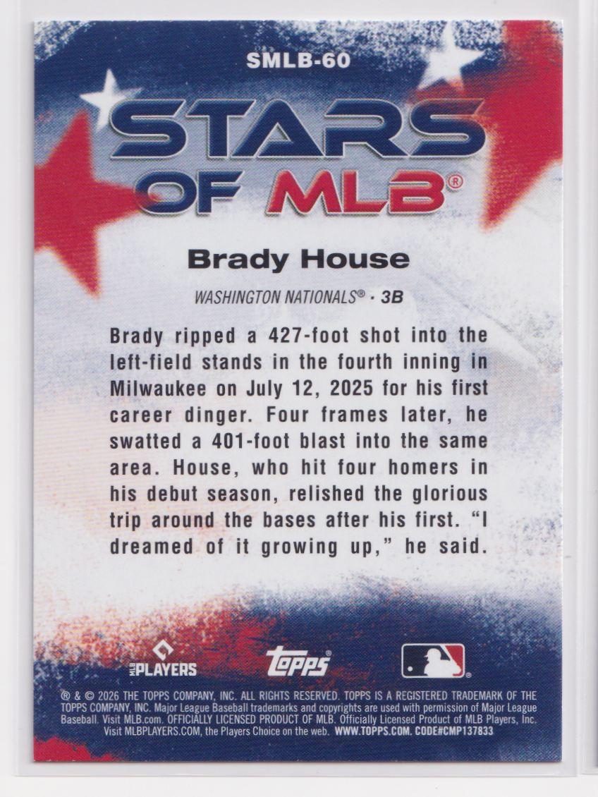 2026 Topps Stars of MLB SMLB-60 Brady House