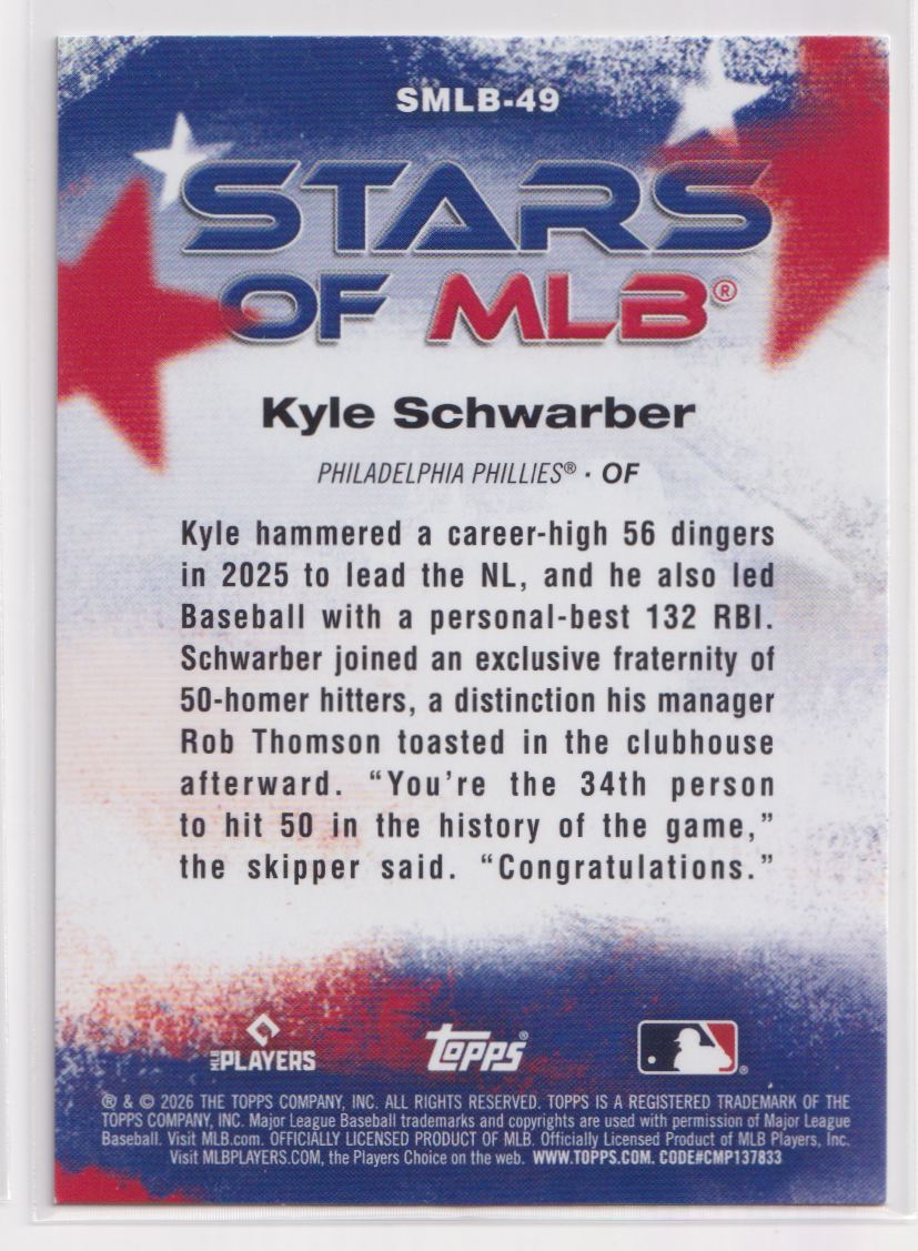 2026 Topps Stars of MLB SMLB-49 Kyle Schwarber
