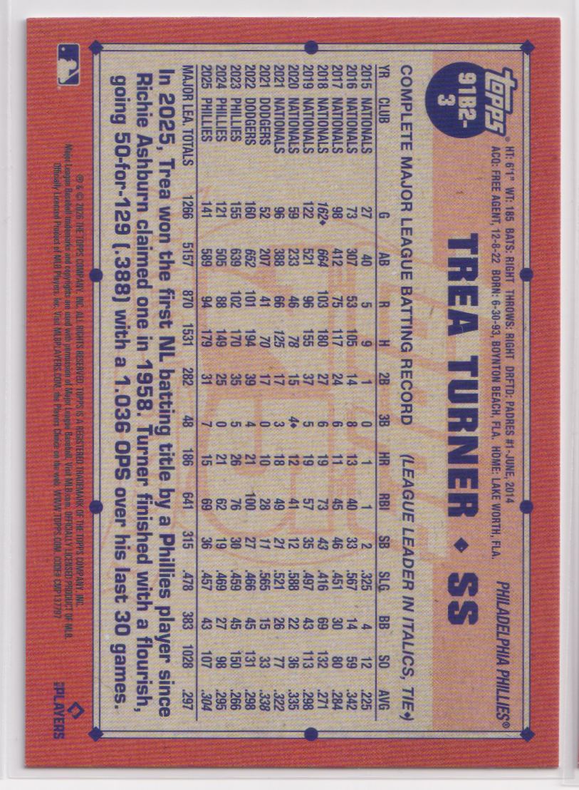 2026 Topps Series 2 91B2-3 Trea Turner
