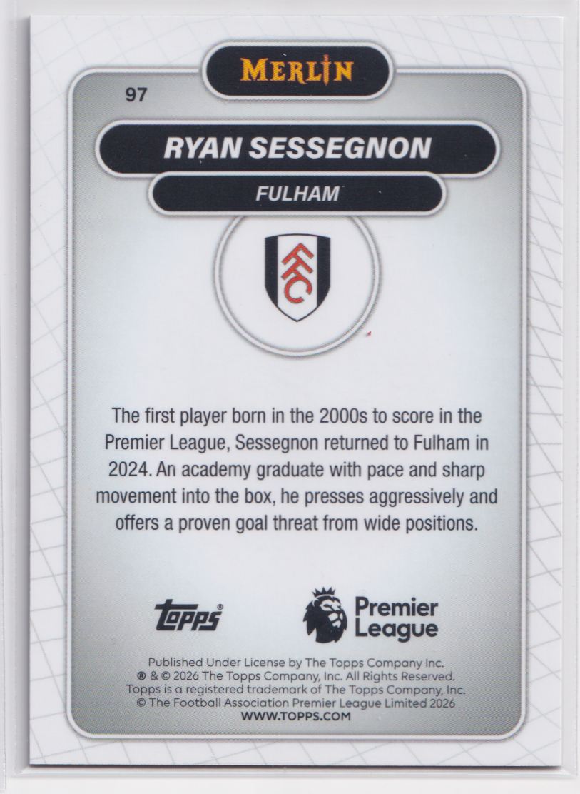 2026 Topps Chrome Premier League Raywave 97 Ryan Sessegnon