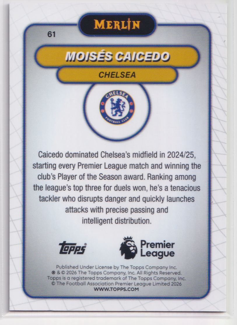 2026 Topps Chrome Premier League 61 Moises Caicedo