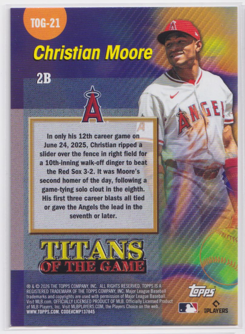 2026 Topps Titans of the Game TOG-21 Christian Moore