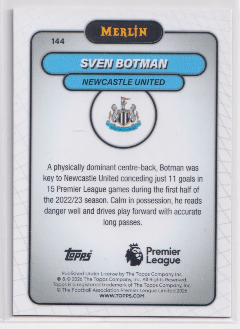 2026 Topps Chrome Premier League 144 Sven Botman