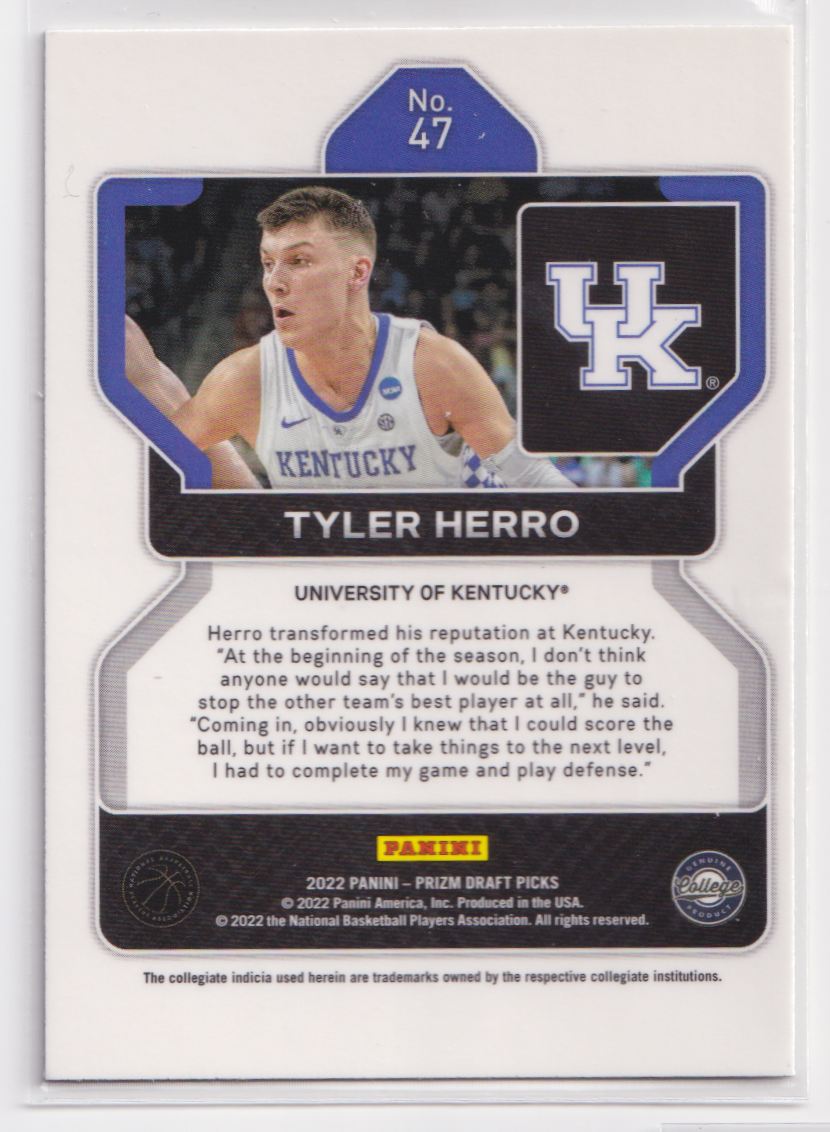 2022 Panini Prizm Draft Picks Blue 47 Tyler Herro