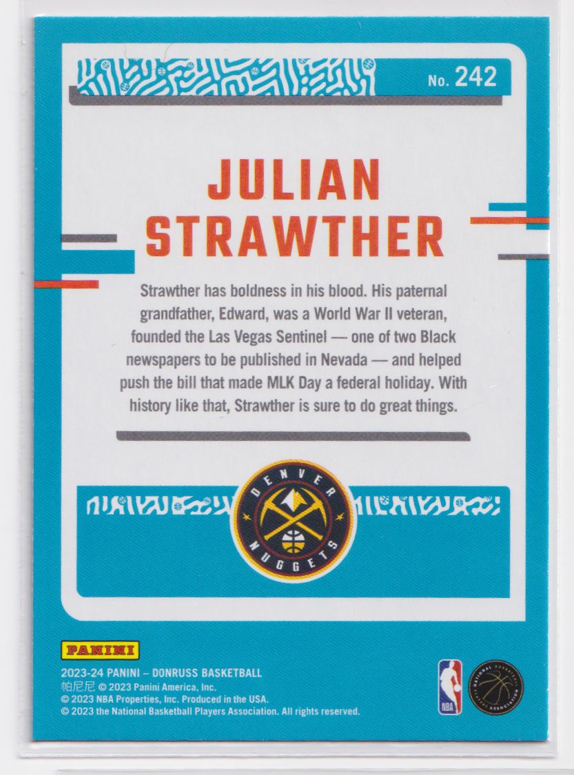 2023 Donruss Green Laser Holo 242 Julian Strawther