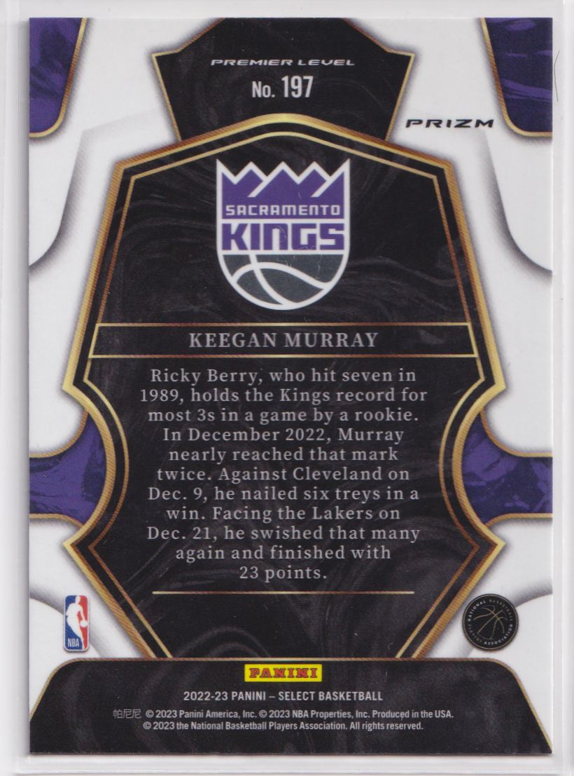 2022 Panini Select Blue 197 Keegan Murray