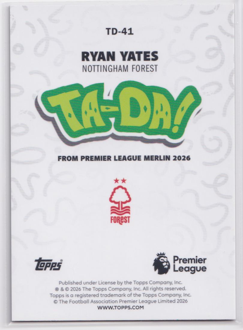 2026 Topps Chrome Premier League Ta-Da! TD-41 Ryan Yates