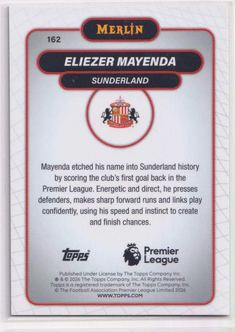 2026 Topps Chrome Premier League Raywave 162 Eliezer Mayenda