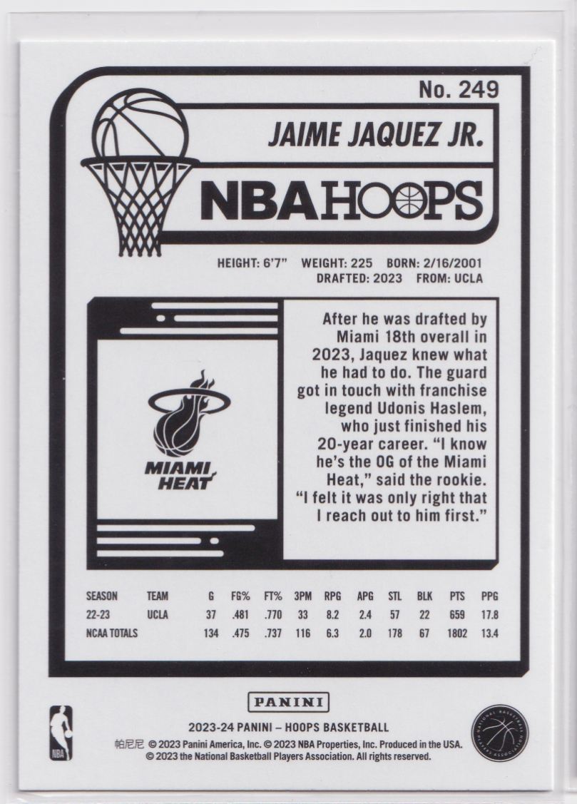2023 Hoops 249 Jaime Jaquez Jr.