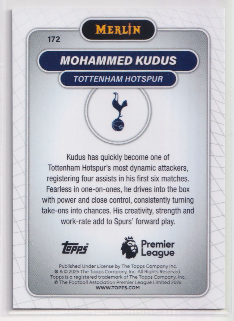 2026 Topps Chrome Premier League 172 Mohammed Kudus